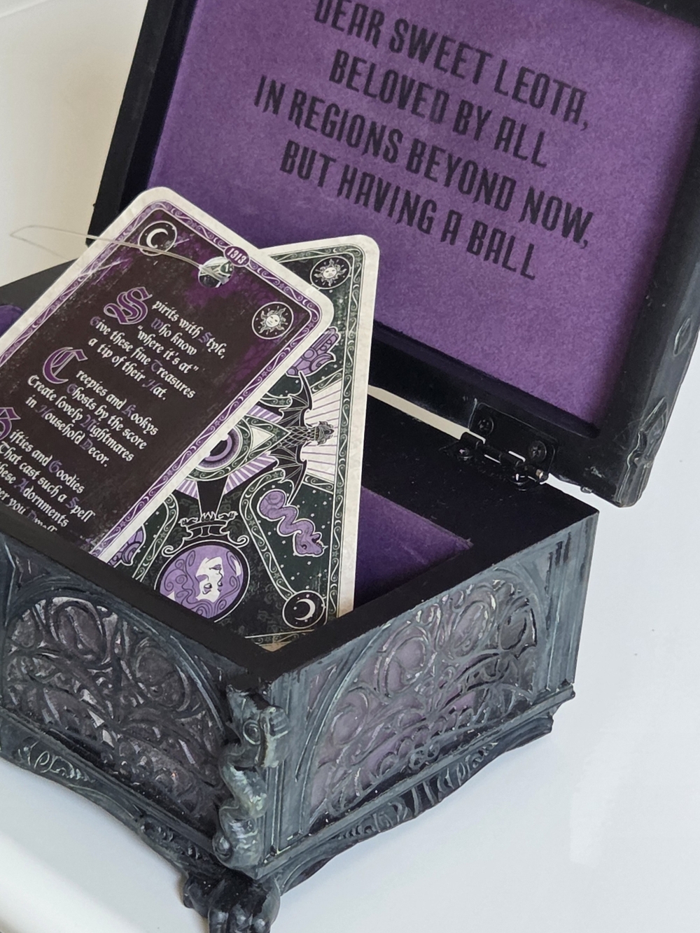 Black Ornate Decorative Jewelry Box with Sculpted Face Accent - Picture 4 of 8